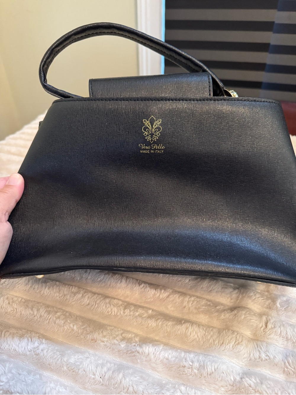 Vintage Italian Leather Top Handle Handbag | Vera Pelle Made in Italy